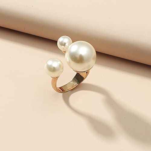 Adjustable Pearl Cluster Stacking Ring for Women