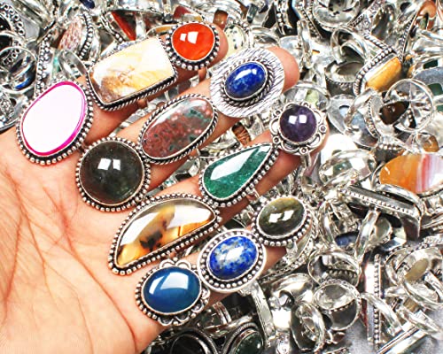 Chunky Silver Stackable Rings Set - 10 Pcs