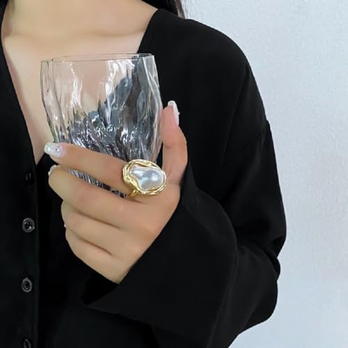 Bold Retro Pearl Ring – Adjustable Statement Jewelry