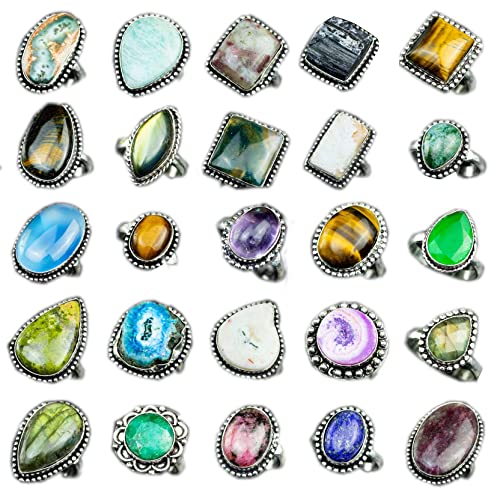 Chunky Silver Stackable Rings Set - 10 Pcs