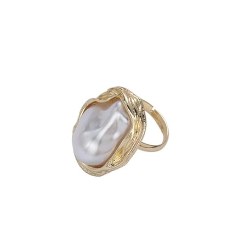 Bold Retro Pearl Ring – Adjustable Statement Jewelry