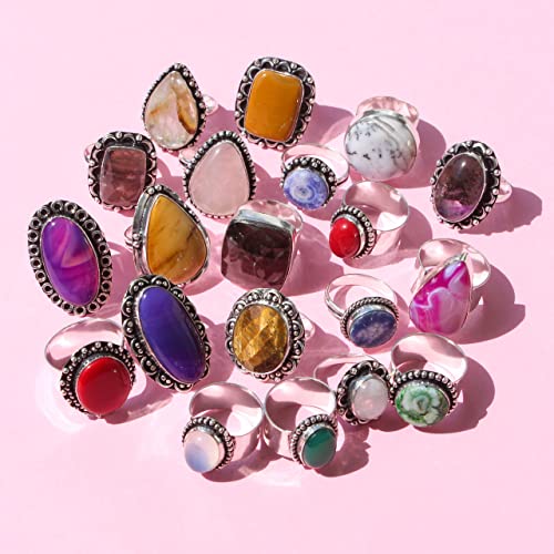 Chunky Silver Stackable Rings Set - 10 Pcs