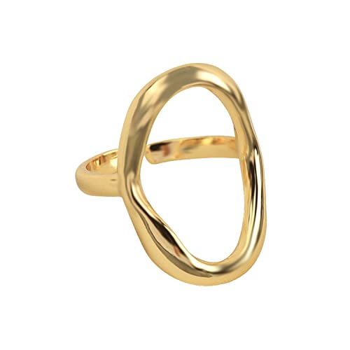 Dainty 18K Gold Plated Oval Statement Ring
