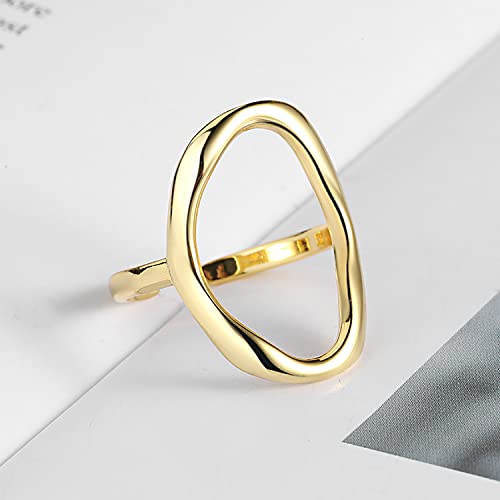 Dainty 18K Gold Plated Oval Statement Ring