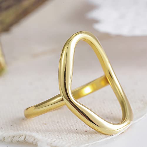 Dainty 18K Gold Plated Oval Statement Ring