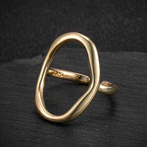 Dainty 18K Gold Plated Oval Statement Ring