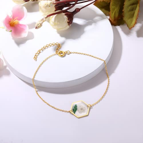 Pressed Lily of the Valley Flower Bracelet Personalized