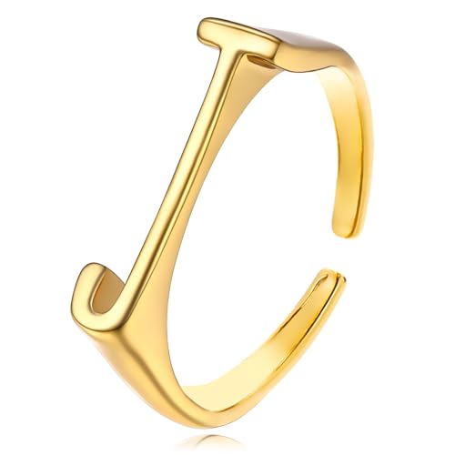 Gold Bold Adjustable Initial Ring for Women