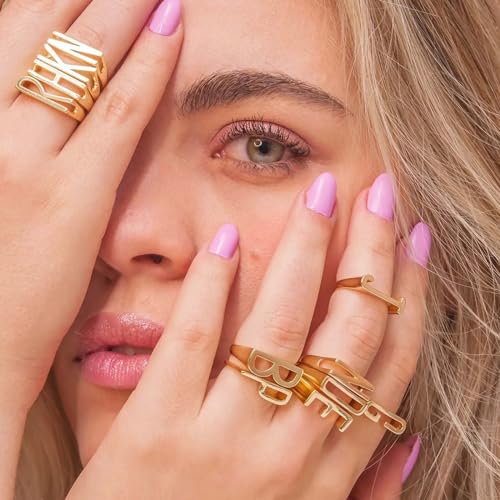 Gold Bold Adjustable Initial Ring for Women