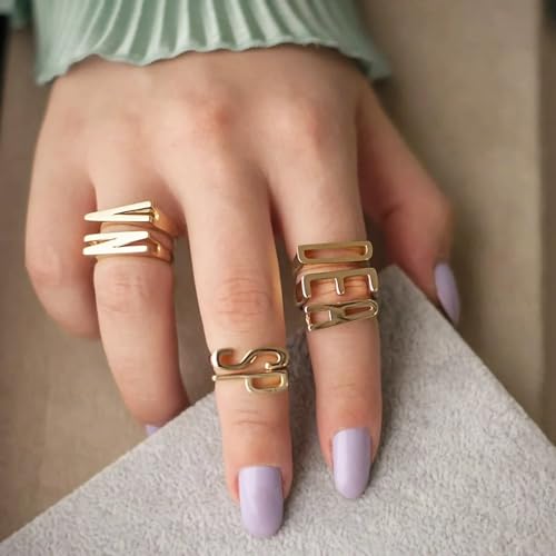 Gold Bold Adjustable Initial Ring for Women