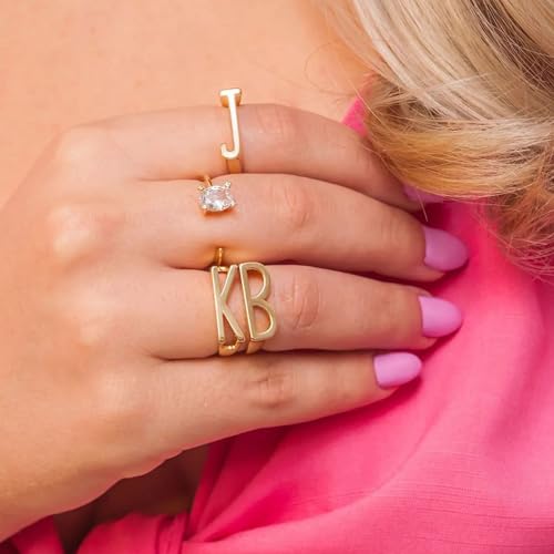 Gold Bold Adjustable Initial Ring for Women