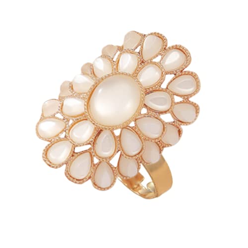 Boho Opal Flower Adjustable Ring for Women