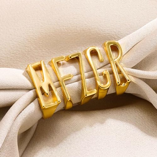 Gold Bold Adjustable Initial Ring for Women