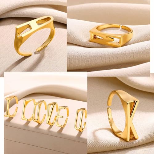 Gold Bold Adjustable Initial Ring for Women