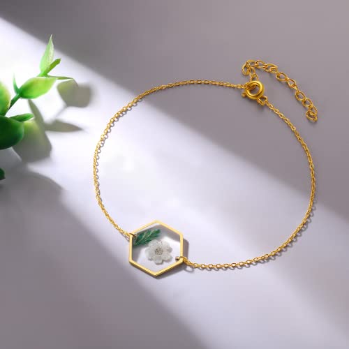 Pressed Lily of the Valley Flower Bracelet Personalized