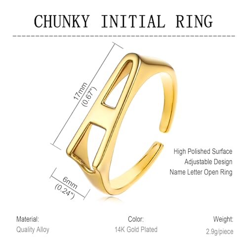 Gold Bold Adjustable Initial Ring for Women