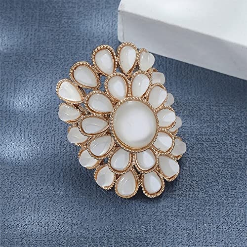 Boho Opal Flower Adjustable Ring for Women