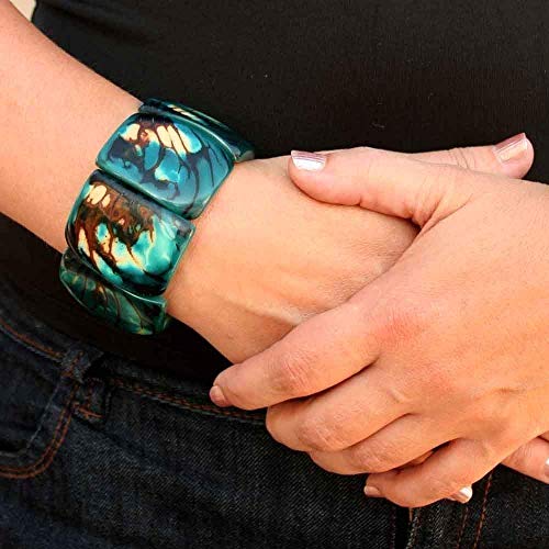Chunky Blue Tagua Nut Bracelet: Handmade Fair Trade
