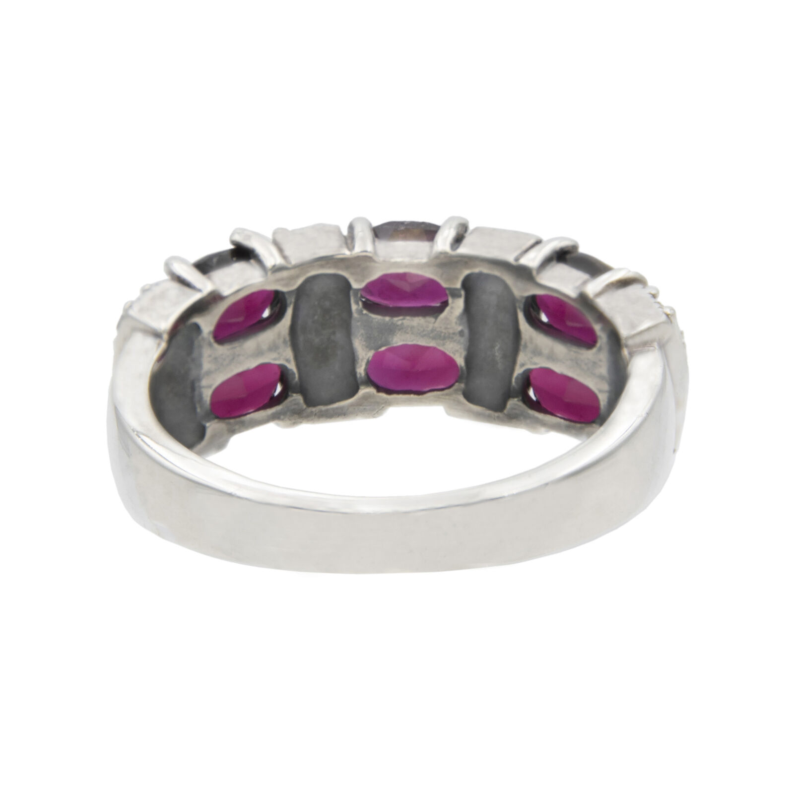 Sterling Silver Red Garnet Marcasite Statement Ring