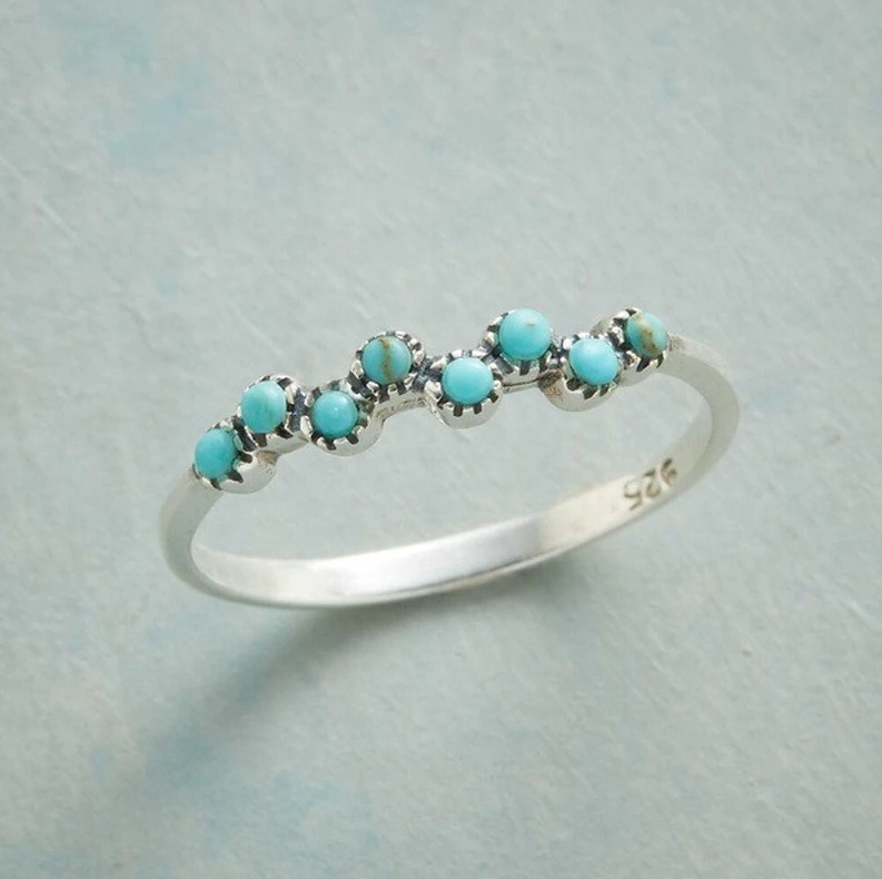 Boho Turquoise Stone S925 Sterling Silver Ring