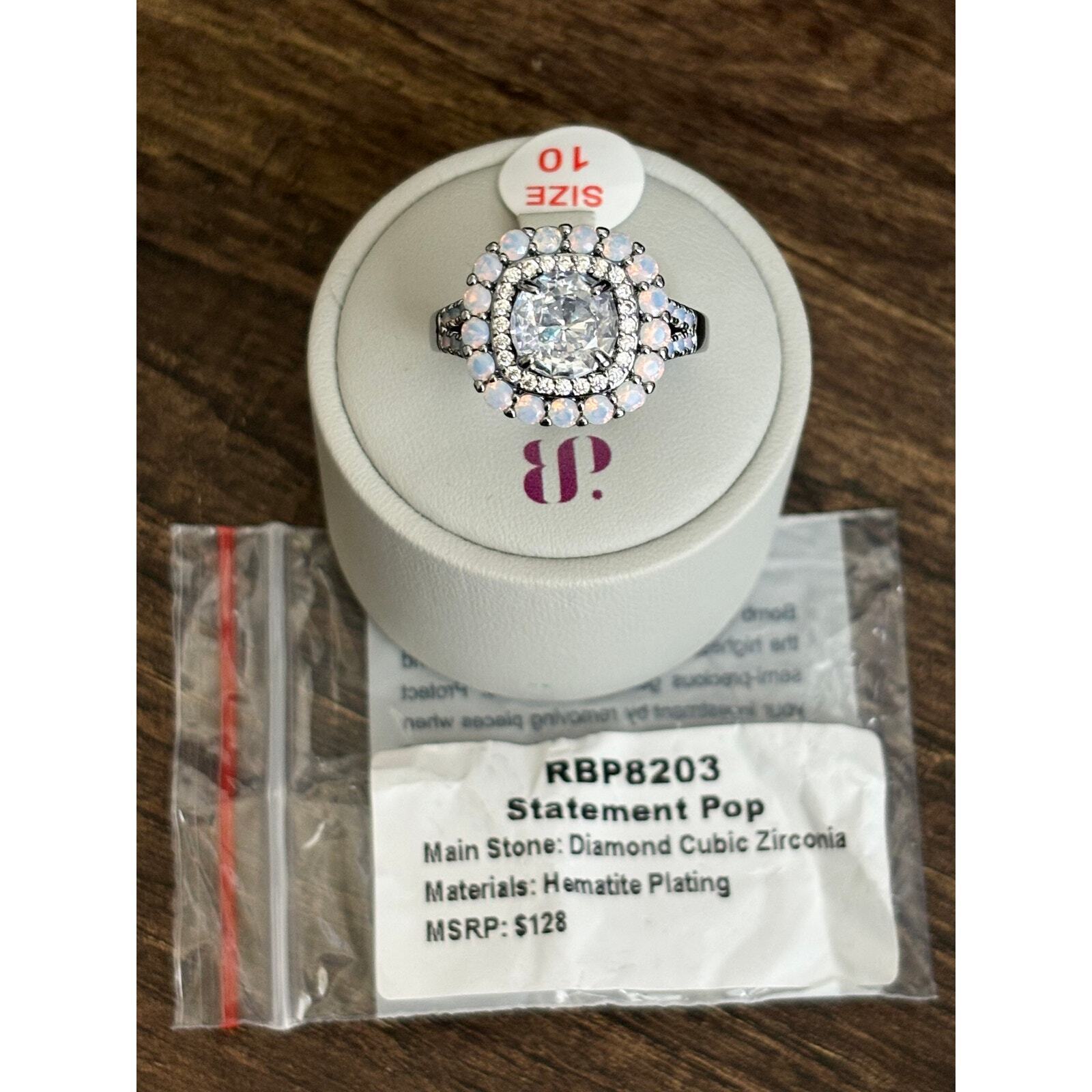 Statement Pop Diamond Ring with Hematite Plating