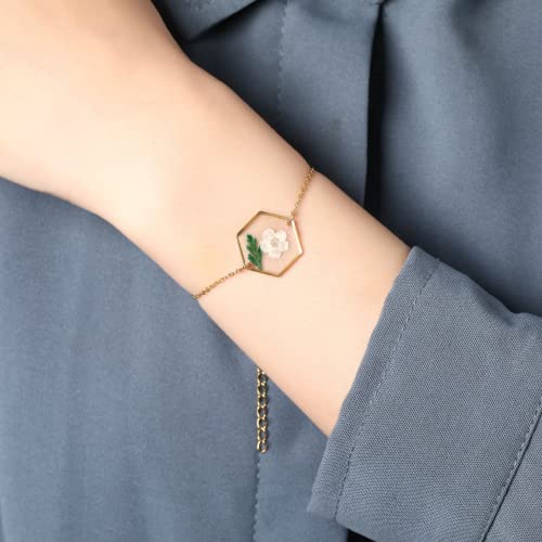 Pressed Lily of the Valley Flower Bracelet Personalized