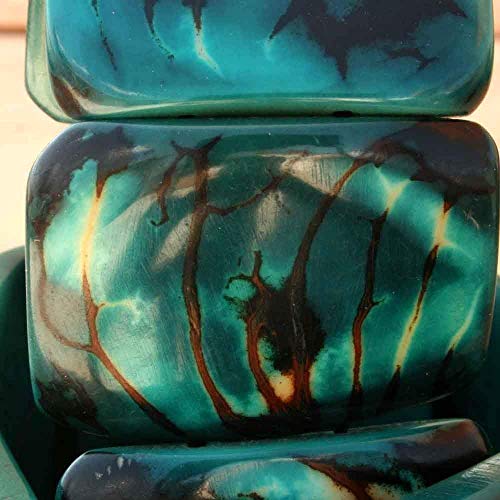 Chunky Blue Tagua Nut Bracelet: Handmade Fair Trade