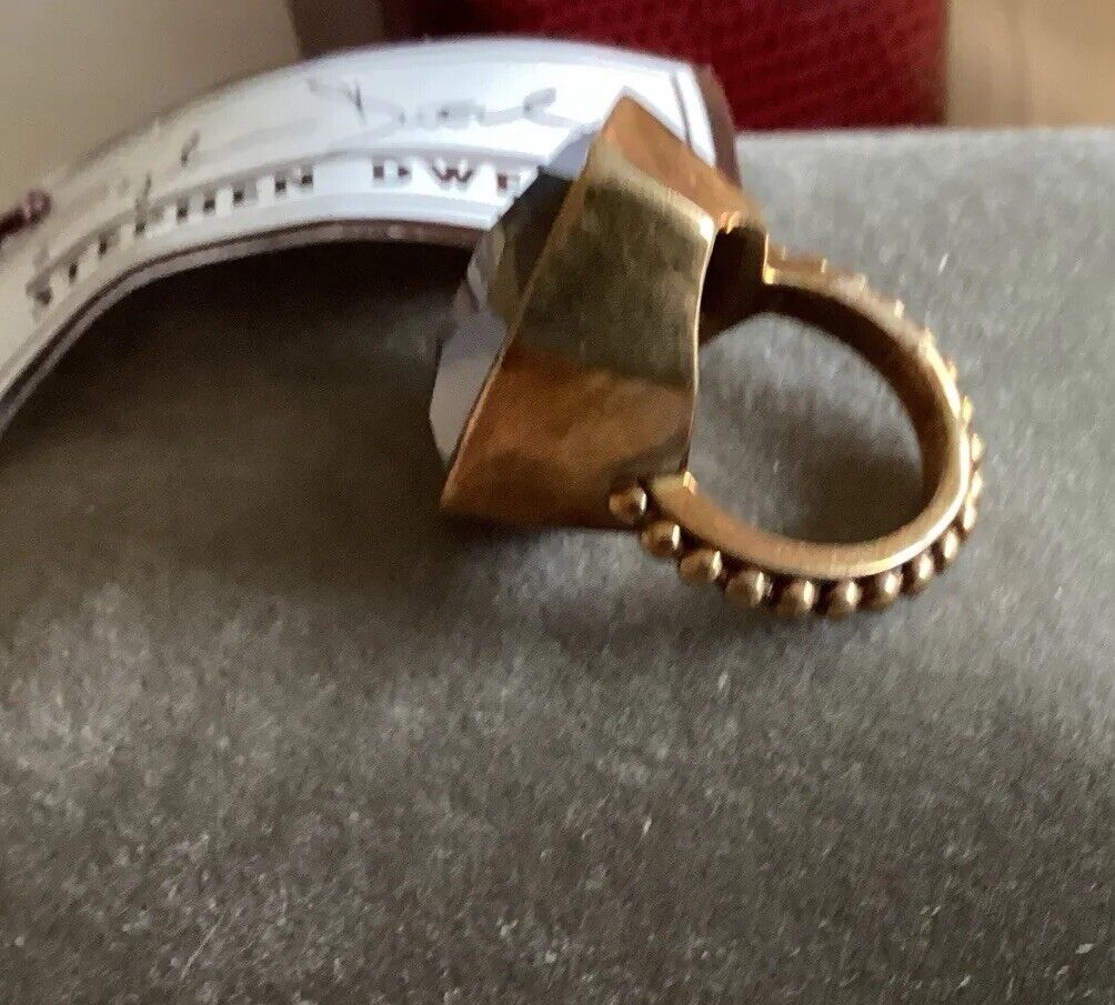 Elegant Bronze Ring with Brown Quartz Gemstone