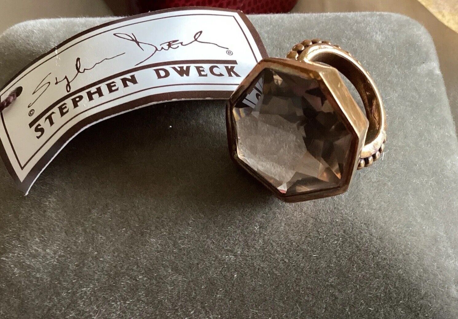 Elegant Bronze Ring with Brown Quartz Gemstone