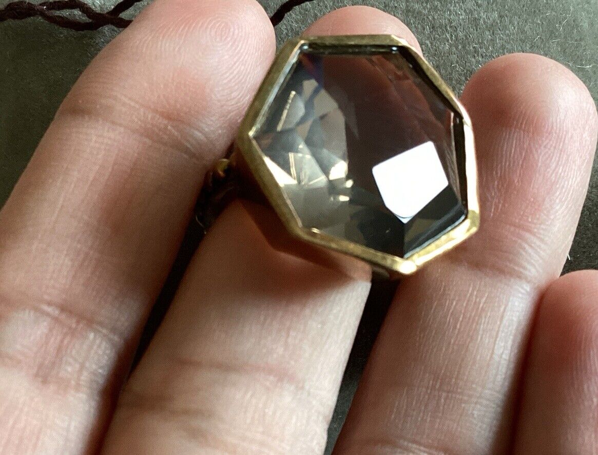 Elegant Bronze Ring with Brown Quartz Gemstone