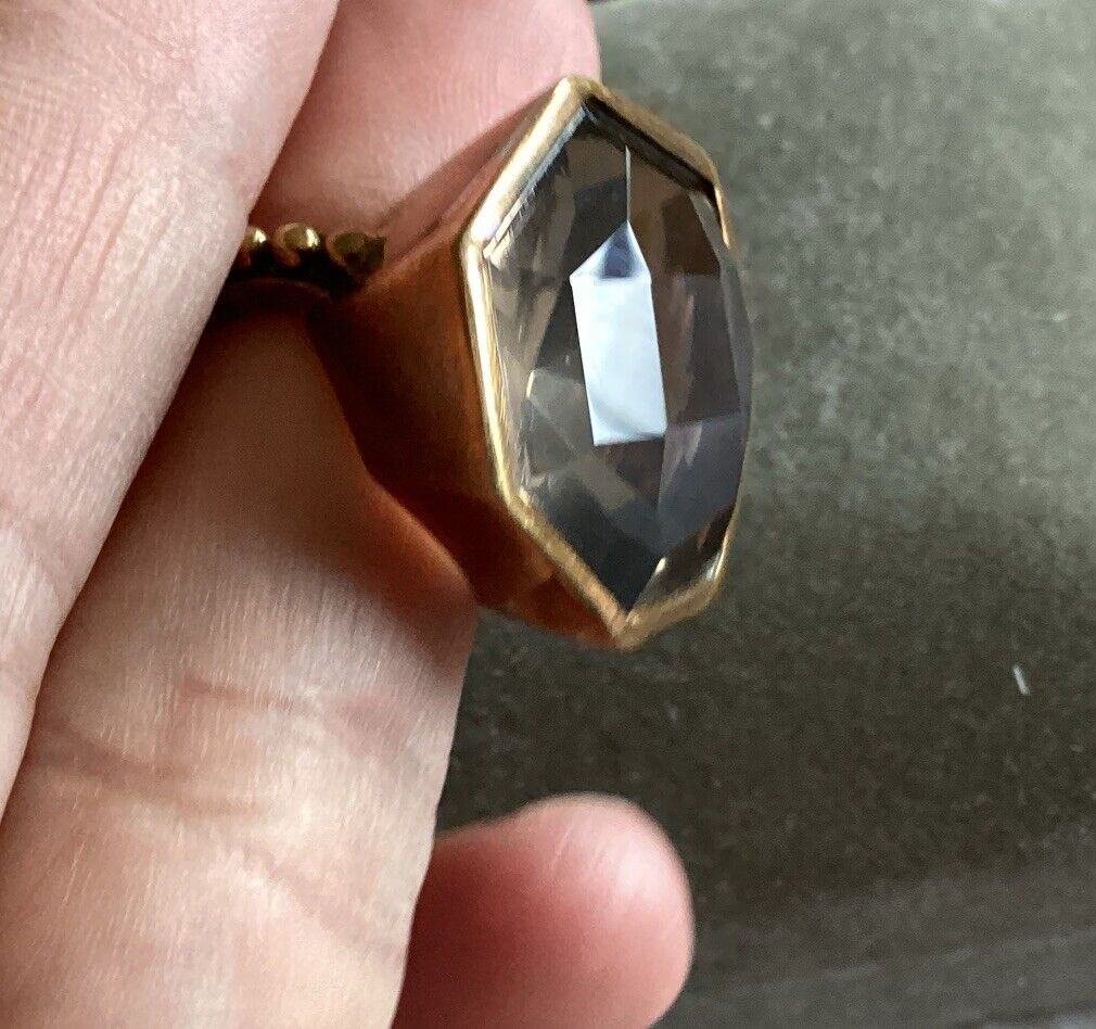 Elegant Bronze Ring with Brown Quartz Gemstone