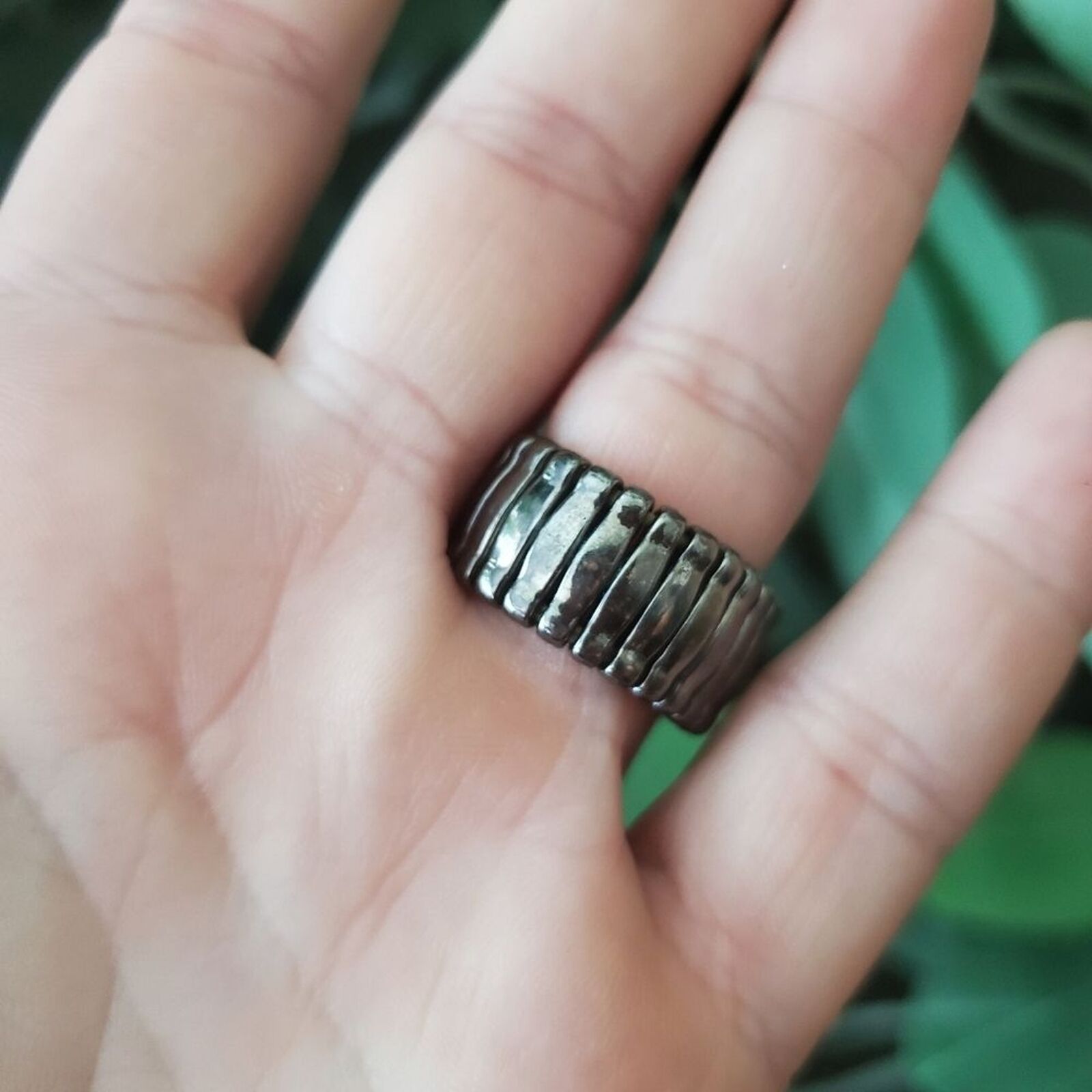 Gothic Stretch Band Statement Ring with Gems