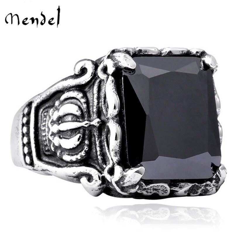 Handmade Men's Black Obsidian Crown Ring