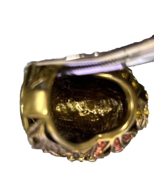 Floral Statement Ring with Rhinestones and Enamel