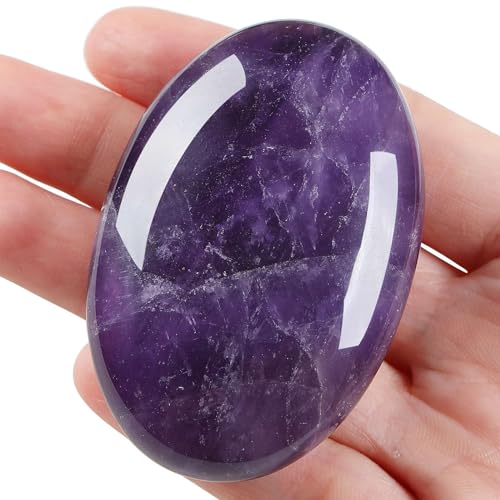Amethyst Healing Crystal Palm Stone for Anxiety Relief