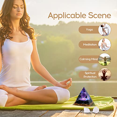 Orgone Pyramid: Amethyst & Obsidian Healing for Positive Energy