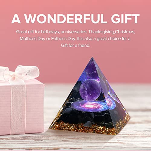 Orgone Pyramid: Amethyst & Obsidian Healing for Positive Energy