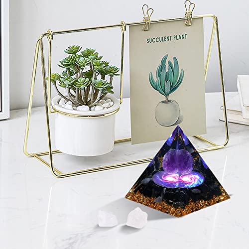 Orgone Pyramid: Amethyst & Obsidian Healing for Positive Energy