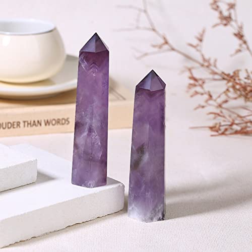 Amethyst Crystal Tower Pointed Wand for Energy Balancing