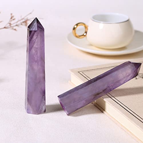 Amethyst Crystal Tower Pointed Wand for Energy Balancing