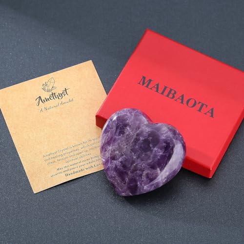 Amethyst Crystal Heart Stone: Healing, Birthday, Reiki Gift