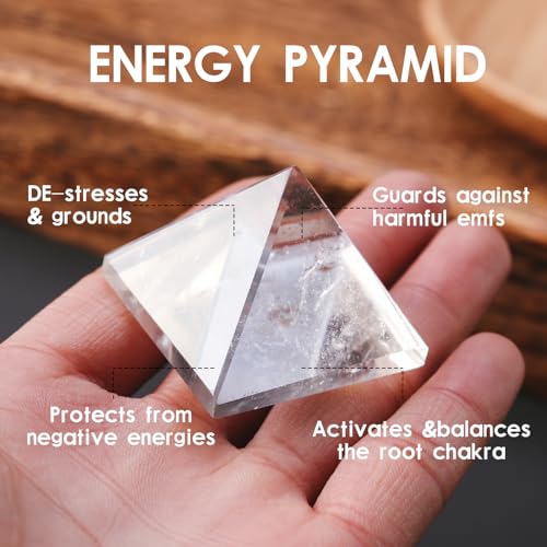 Clear Quartz Pyramid Energy Generator for Protection & Positivity