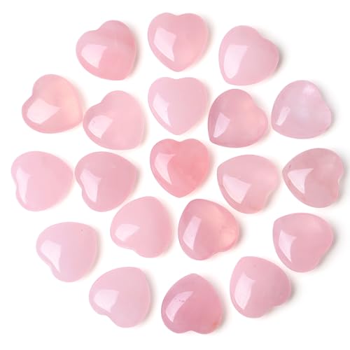 20PC Rose Quartz Heart Healing Crystals Set - Wholesale