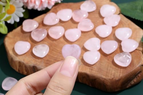 20PC Rose Quartz Heart Healing Crystals Set - Wholesale