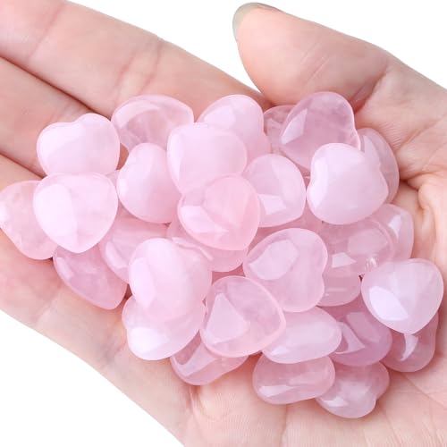 20PC Rose Quartz Heart Healing Crystals Set - Wholesale