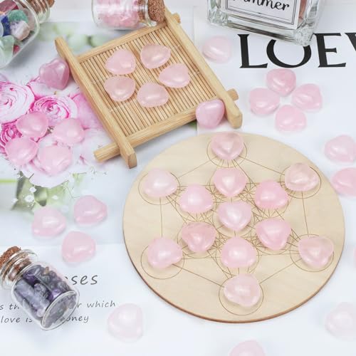 20PC Rose Quartz Heart Healing Crystals Set - Wholesale