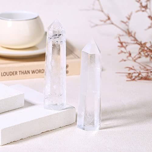 Clear Quartz Crystal Healing Stones Hexagonal Pointed Wand