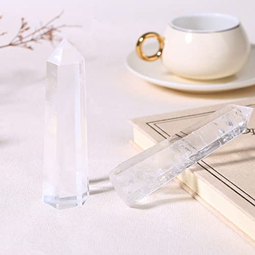 Clear Quartz Crystal Healing Stones Hexagonal Pointed Wand