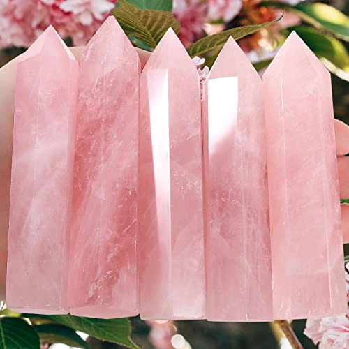 Rose Quartz Healing Crystal Wands for Meditation Therapy