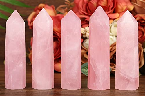 Rose Quartz Healing Crystal Wands for Meditation Therapy